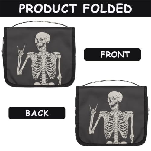 AUUXVA Hanging Toiletry Bag for Women, Halloween Skeleton Makeup Bag, Day of the Dead Cosmetic Bag, Travel Essentials for Women Men
