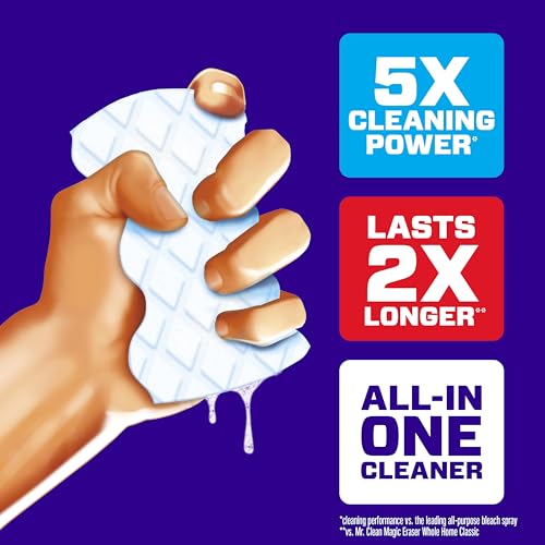 Mr. Clean Magic Eraser Sponge, All Purpose Cleaner, Cleaning Scrubber, Wall, Sneaker, Kitchen, Bathroom, Shower Cleaner, Cleaning Supplies, Melamine Sponge, Cleaning Pads, Extra Durable, 4ct - size: 4 Count (Pack of 1), style: Upgraded Version