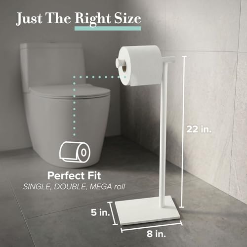 Gatco 1431W Modern Rectangle Base Freestanding Toilet Paper Holder, 21.25", Matte White with Weighted Base - color: Matte White, 21.25"h