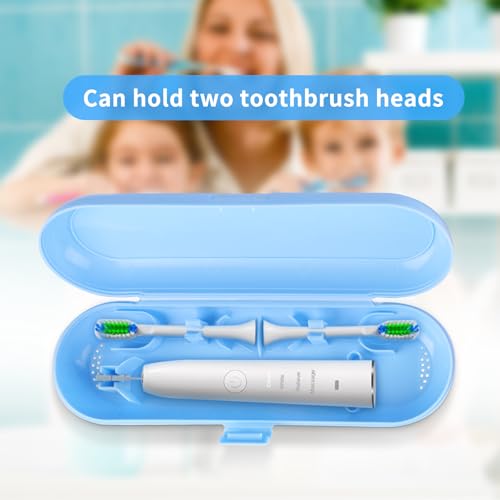 Fowecelt 2 Pack Electric Toothbrush Travel Case for Oral-B Pro and Other Electric Toothbrush Portable Travel Toothbrush Waterproof Plastic Holder (Blue & White) - color: Blue & White