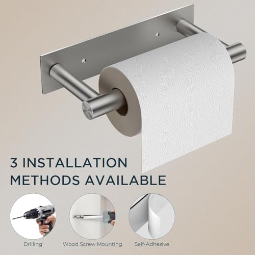 FORIOUS Toilet Paper Holder Wall Mount, Stainless Steel Rustproof Double Post Pivoting Tissue Roll Holder for Bathroom, Commercial Toilet Paper Dispenser (Stainless Steel, Modern Square 1 Pack) - color: Stainless Steel