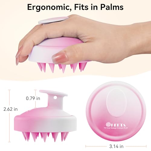 HEETA Scalp Massager Hair Growth, Soft Silicone Scalp Scrubber Shampoo Brush for Exfoliation, Dandruff Removal Head Massage Stress Relax, Wet & Dry Use for Thick Thin Curly Hair Care, Gradient Purple - color: Gradient Purple