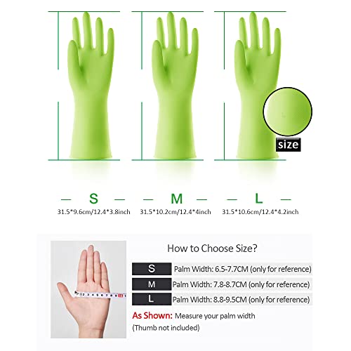 Alimat PluS 3 Pack Reusable Cleaning Gloves Latex Free, Dishwashing Rubber Gloves for Cleaning, Waterproof Household Gloves for Laundry, Gardening (Large, Without Liner) - color: Red+green+orange, size: Large (Pack of 3)