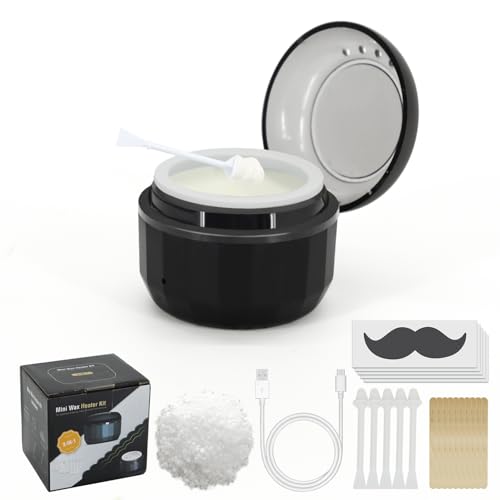 Nose Wax Kit for Men – 50g Nose & Ear Hair Removal Wax, USB Fast Heat, Smart Temp, 10 Sticks, Painless & Easy Grooming Kit with Full Accessories (Black)