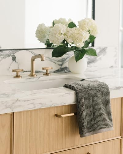 Cozy Earth Ribbed Hand Towel Set - 60% Cotton 40% Viscose from Bamboo Hand Towels - Soft & Absorbent Textured Ribbed Pattern - 2 Pack Charcoal - color: Charcoal, size: Hand Towel