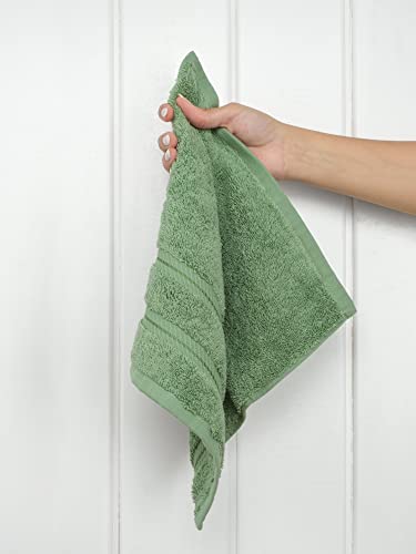 American Soft Linen 100% Cotton Luxury Turkish Towels, 4 PC Washcloth Set | Soft Absorbent Quick Dry OEKO Tex Standard 100 Certificated Durable Machine Washable Breathable Premium Hotel Quality - color: Sage Green, size: 4 PC (13"x13")