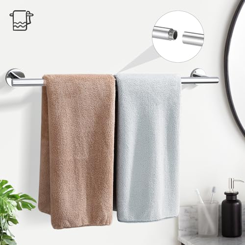 TURS Chrome 5 Piece Bathroom Hardware Set, SUS304 Stainless Steel 24 Inch Bath Towel Bar Set, Round Bathroom Accessories Kit Wall Mounted - color: Chrome