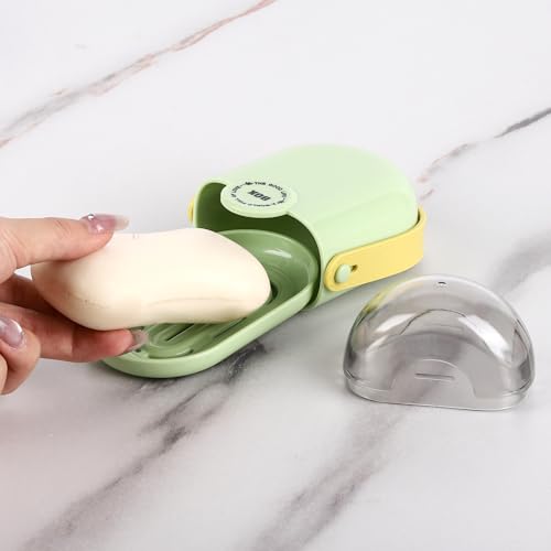Tbestmax 2 Pack Travel Soap Case, Soap Container with Lid, Portable Bar Soap Holder & Soap Dish with Silicone Handle for Shower, Gym, Camping Essentials, Hiking, Travel Accessories -Green - color: Green