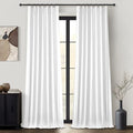 QJmydeco Solid White Linen Blackout Viral Curtains 96 Inches Long for Bedroom, Modern Pinch Pleated Boho Window Curtains para Sala Room Darkening Thermal Heavy Track Drapes 96 Inch 2 Panels Set - color: Brightwhite, size: 40"W x 96"L (Pack of 2)
