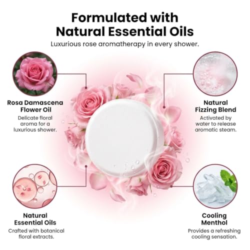 Body Restore Shower Steamers Aromatherapy 15 Pack – Fathers Day Gift for Dad, Birthday Gifts for Women & Men, Spa Stress Relief & Relaxation Self Care Gifts – Premium Rose Essential Oil Tablets - color: Rose Petal 15 Pack