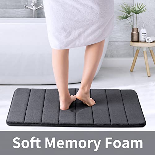 ROSMARUS Memory Foam Bath Mat 20' x 32', Water Absorbent Shower Mat, Thick Non Slip Bath Rugs with PVC Backing, Ultra Soft Bathroom Rugs for Floor & Tub, Charcoal Gray - color: Charcoal Gray, size: 20" x 32" (Rectangular)