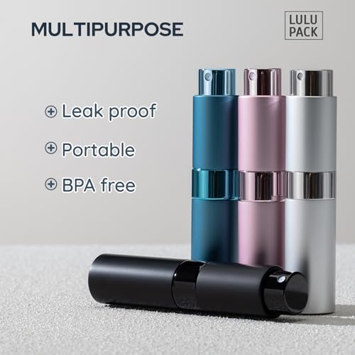 Lulupack Travel Perfume Bottle Refillable - Cologne Spray Atomizer Mini - Small Travel Size Sprayer Empty for Refill Sample Container - Portable Fragrance Decant Dispenser Men Women 8ml 4PCS Silver - color: General Series