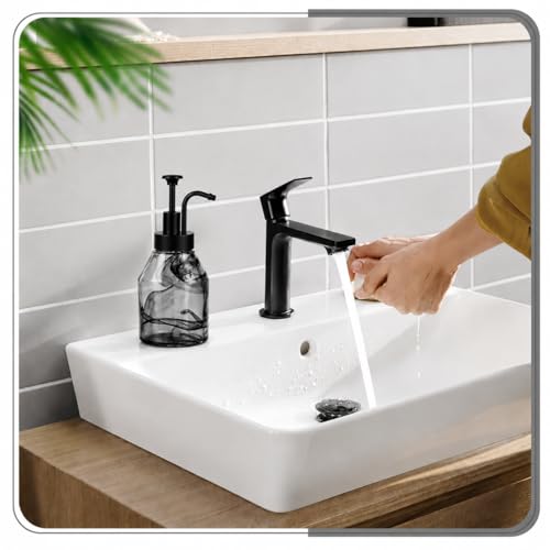 Bathroom Glass Soap Dispenser Set, 2 Pack 12.5 Oz Unique 3D Black Smog Thick Glass Hand Soap Bottle with Smooth Action Rust-Free ABS Pump, Kitchen Dish Soap Dispenser (Black) - color: Black-02