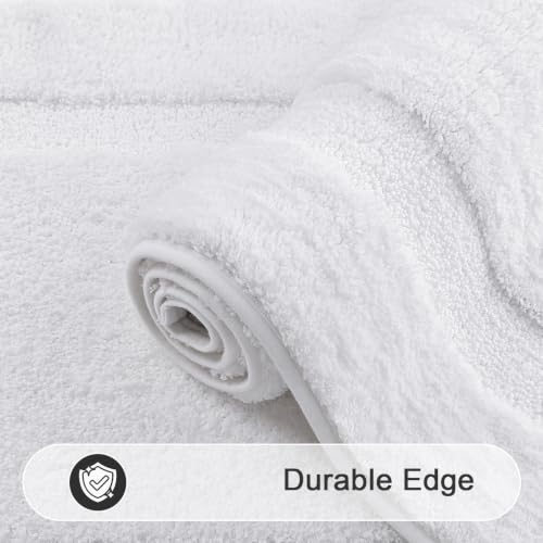 SHACOS White Bathroom Rugs Sets 3 Piece Bath Mat U Shaped Toilet Rug | 20x47+ 20x32+ 20x24, Soft Fluffy Microfiber Bath Rugs Set, Non Slip Washable Absorbent Bathroom Runner Floor Mats Shower Rug - color: White, size: 20"x32"+ 20"x47"+U Shape 20"x24"