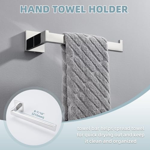 Bathroom Hardware Set 4-Piece, Angle Simple SUS304 Stainless Steel Bath Accessory Kit, Bathroom Fixture Set with Robe Hook, Toilet Paper Holder, Towel Holder and Towel Bar Polished Chrome - color: Polished Chrome