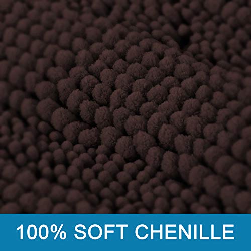 H.VERSAILTEX Bath Rugs for Bathroom Non Slip Bath Mats Extra Thick Chenille Striped Rug 20" x 32" Absorbent Non Skid Fluffy Soft Shaggy Washable Plush Mat for Indoor, Bath Room, Tub - Chocolate - color: Chocolate, size: 20" x 32"