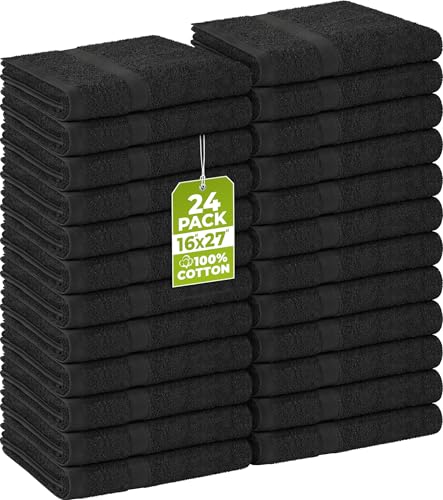 Utopia Towels, Salon Towel, Pack of 24, Not Bleach Proof, 16 by 27 Inches, Highly Absorbent Cotton Towels for Hand, Gym, Beauty, Spa, and Home Hair Care, Black - color: Black, size: 24 Pack