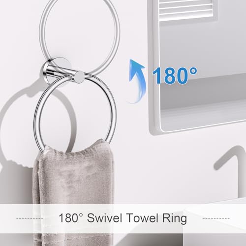 Polished Chrome Bathroom Hardware Set, 5 Pieces Chrome Towel Bar Bathroom Accessories, Upgraded Toilet Paper Holder with Shelf Set, 23.6 Inch Towel Rack Towel Holder for Bathroom Wall - color: Polished Chrome, size: 5 Pieces B
