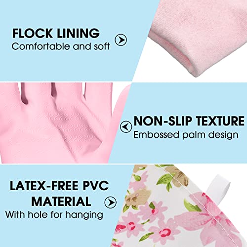 Mimorou 9 Pairs Household Dishwashing Rubber Gloves Long Cuff and Flock Lining Cleaning Gloves Reusable Waterproof