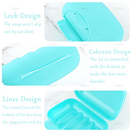 AUEAR, 4 Pack Candy Color Portable Soap Box Holder Plastic Case Travel Dish Container with Lid for Home Bathroom Hiking Outdoor (Large) - color: 4.7", size: 4 Pack
