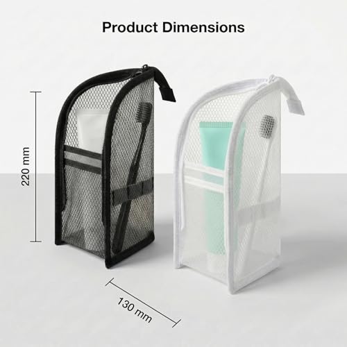 Standing Toiletry Bag, Portable Lightweight Travel Toiletry Bag, Mesh Large Capacity Cosmetic Waterproof Bag,Foldable Clear Hanging Travel Toiletry Bag Cosmetic Organiser Storage(White) - color: White