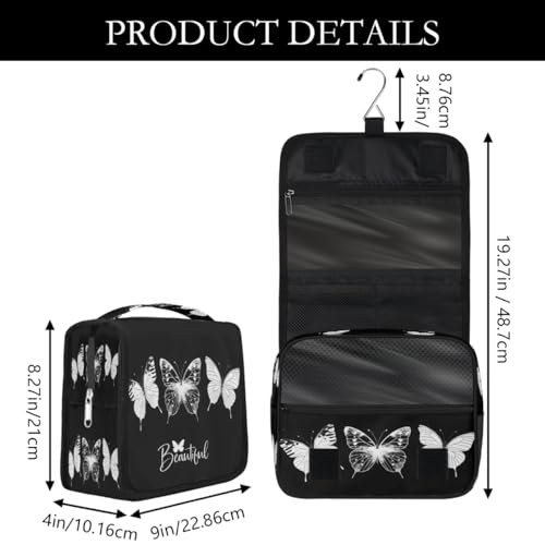 Travel Hanging Toiletry Bag for Women Girl Kinds Of Butterfly Vintage Cosmetic Bag Waterproof Makeup Organizer for Accessories, Shampoo, Full Sized Container, Toiletries for Bathroom Shower - color: B 02