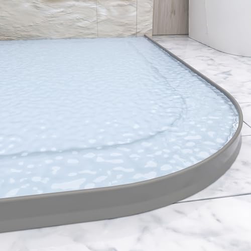 Raycity 3" High Shower Threshold Water Dam 98 IN Collapsible Shower Water Splash Guard for Curbless Shower Threshold Barrier Water Stopper for Wet and Dry Separation Bathroom and Kitchen (Grey) - color: Gray, style: 98 inch