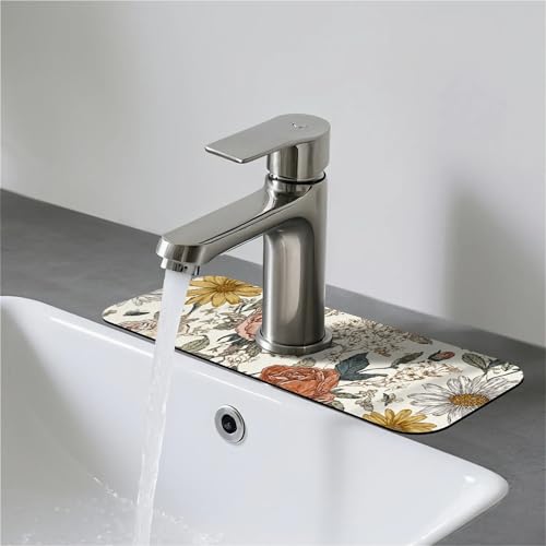 Faucet Fast Absorbent Pad - Blooming Rose Daisy Drying Pad, Suitable For Kitchen, Bathroom, Island And Other Scenes - color: Blooming Rose Daisy