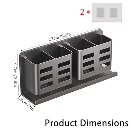 Aluminum Toothbrush Holder， Wall-Mounted，Bathroom Rack，4 Slot，Grey | Bracket Shower Toothbrush Razor Holder Suitable for Toothbrush, Toothpaste, Razor and Comb etc Bathroom Storage - size: Gray four slots