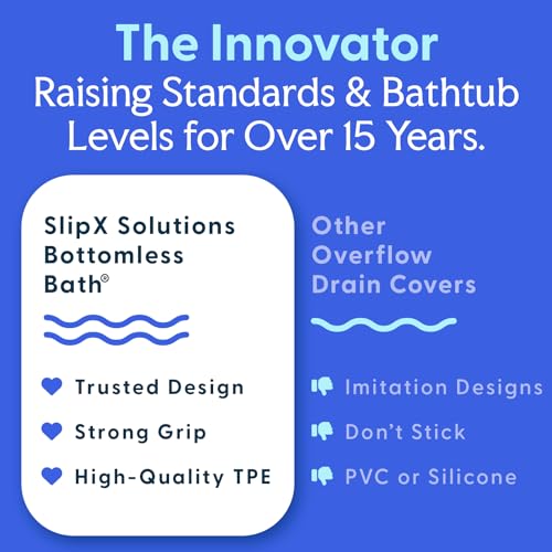 SlipX Solutions Bottomless Bath Overflow Drain Cover for Tub, Adds Inches of Water to Bathtub for a Warmer Deeper Bath, Spa Accessories, Drain Block, Water Stopper Plug (4 inch Inner Diameter, Gray) - color: Gray