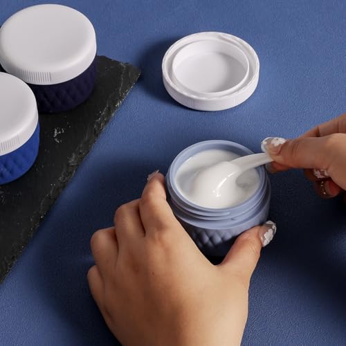 Kuangre Travel Containers for Toiletries, Silicone Cream Jars BPA-Free, TSA Approved 2oz Travel Size Containers, Leak-proof Silicone Jars with Lid for Cosmetic Face Hand Body Cream (4 Pack) - color: Blue, size: 2 Ounces