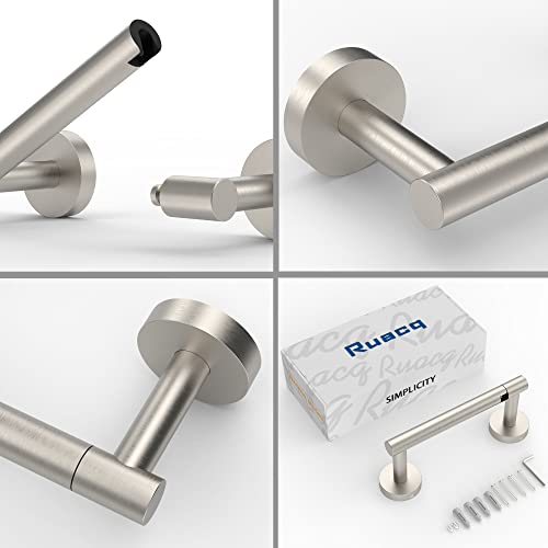 Ruacq Toilet Paper Holder Brushed Grey Double Post Pivoting Round Tissue Holders Roll Holder Hangers Toilet Paper Holders SUS 304 Stainless Steel Modern Wall Mounted - color: Brushed Nickel, size: Classic