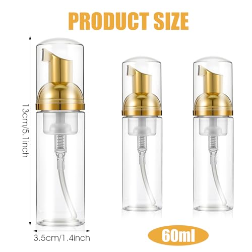 3Pcs Foam Pump Bottle, Portable Travel Size Pump Bottle, 60ml / 2 oz Empty Refillable Plastic Mousse Foam Soap Dispenser Pumps for Hand Soap, Shampoo, Lash Cleanser Skin Care
