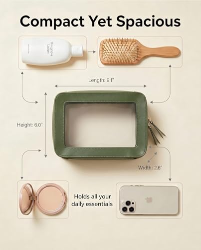 LETGO Clear Makeup Bags, TSA Approved Toiletry Bag with Zipper, Clear Makeup Organizer Fit Carry-on Travel Essentials,Clear Cosmetic Bags for Women Men (O-Green) - color: O-Green
