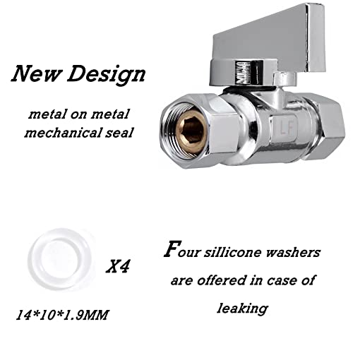 2 Pack Chrome Brass 3/8" Comp FIP x 3/8 Inch Compression MIP Quarter Turn Water Straight Angle Stop (Add on) Valve - size: 2PCS 3/8" x 3/8"
