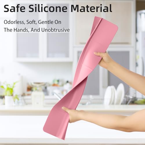 23" Ultra Silicone Sink Splash Guard Released in 2026,Self-Draining Water Splash Guard for Kitchen Sink,Bathroom and Island,with 3.5" High Splash Guard & 7 Strong Suction Cup (Pink) - color: Pink