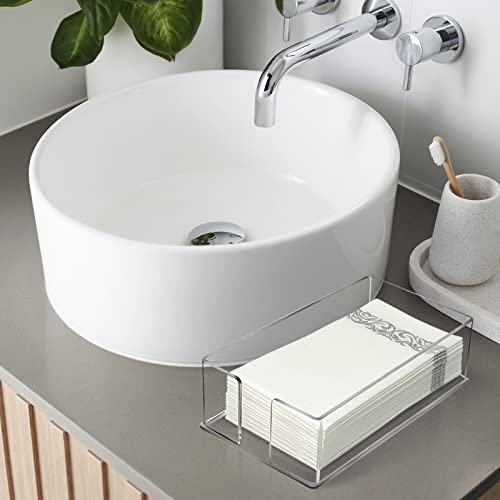 Acrylic Guest Towel Napkin Holder | Hand Towels Holder for Bathroom, Guest Towels Storage Tray for Kitchen, Parties, Weddings, Events (0.1" Thickness)