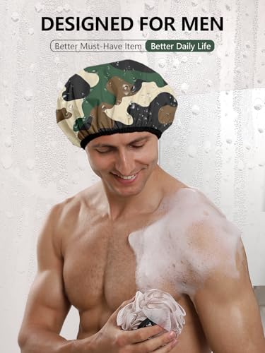 Years calm Shower Cap for Men, Waterproof Reusable Hair Cap with Dual-Layer Design, Reversible Double-Sided Use, Stretchable Elastic Band, Comfortable Fit for Shower, Gym, Hair Care & Travel - color: Green and black