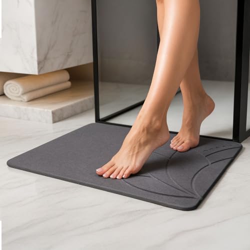 Stone Bath Mat for Bathroom – Diatomaceous Earth Bath Mat, Quick Dry Bathroom Stone Mat, Non Slip Bath Stone Mat 23.6”×15.4” | West Lotus by JapandiSpirit - color: West Lotus