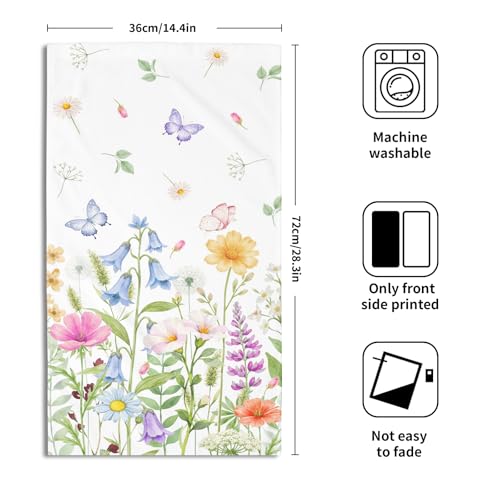 Spring Summer Floral Hand Towels 14.4 x 28.3 Inch Flowers Pattern Bath Towel Set of 2 White Hand Towel Farmhouse Holiday Kitchen Towels for Bathroom Decorative Towel Hotel Gym Spa Towel - color: Spring White