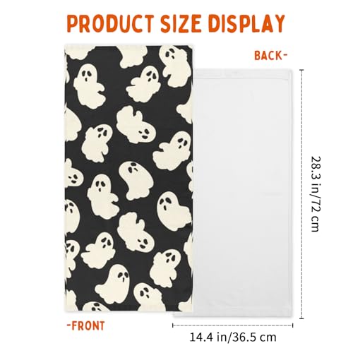 Halloween Hand Towels for Bathroom 14.4 x 28.3 Inch Cute Ghost Bath Towel Set of 2 Halloween Black Hand Towel Holiday Kitchen Towels for Bathroom Hotel Gym Spa Decor - color: Ghost Black