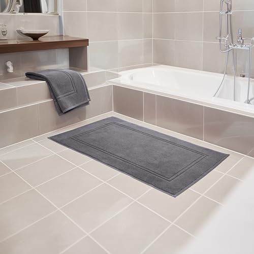Tens Towels Pack of 2 Bath Mats 100% Cotton, 20 x 32 Inches, Super Absorbent, Hotel Quality Premium Floor Towels, Luxurious, Soft & Quick Dry, Not a Bathroom Rug, Dark Grey - color: Dark Grey