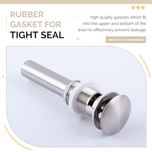 Angle Simple Bathroom Sink Drain, Brass Pop Up Drain Stopper for Vanity Sink with Overflow, Brushed Nickel - color: Brushed Nickel
