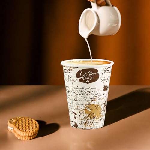 SIUQ Coffee Cups 12 oz 240 Pack, Leak-Proof Disposable Paper Cups with Retro Design, for Hot/Cold Beverages, Ideal for Party, Business, Travel, Picnic, Offices and Cafes - color: 240pack-12oz-brown