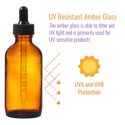 AuroTrends Amber Dropper Bottle 2 oz 24Pack, Glass Tincture Bottles with Dropper - Amber Glass Dropper Bottle 2 oz with Funnel/Stickers/Plastic Graduated Pipette (2fl.oz, Set of 24) - color: Amber, size: 2fl.oz-24Pack