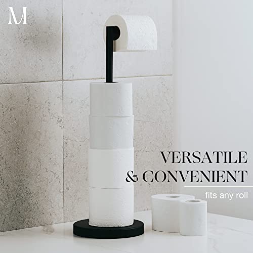 Marmolux Acc - Free Standing Toilet Paper Holder Stand 1pc - Bathroom Storage for 4 Rolls of Toilet Tissue Modern Stainless Steel Matte Black - Toilet Roll Stand - color: Matte Black