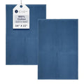 Casa Lino 100% Cotton Bath Mat Set of 2 (NOT A Rug) - 34" x 22" Bathroom Floor Towels - Machine Washable, Soft, Highly Absorbent & Quick Dry Bath Floor Towel (Navy) - color: Navy