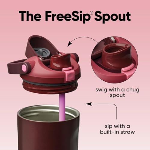 Owala FreeSip Sway Insulated Stainless Steel Water Bottle with Two-Way Spout, Built-In Straw and Bucket Handle, Made for Travel, School, and Sports, 40oz, BPA Free, Leak Proof, Black Cherry - color: Black Cherry, size: 40 Ounces