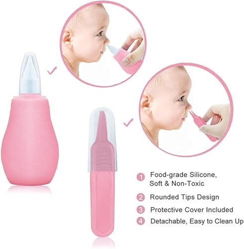 Baby Grooming Kit, Infant Safety Care Set with Hair Brush Comb Nail Clipper Nasal Aspirator,Baby Essentials Kit for Newborn Girls Boys (Pink Baby Grooming kit) - style: Pink Kit+Pink Brush