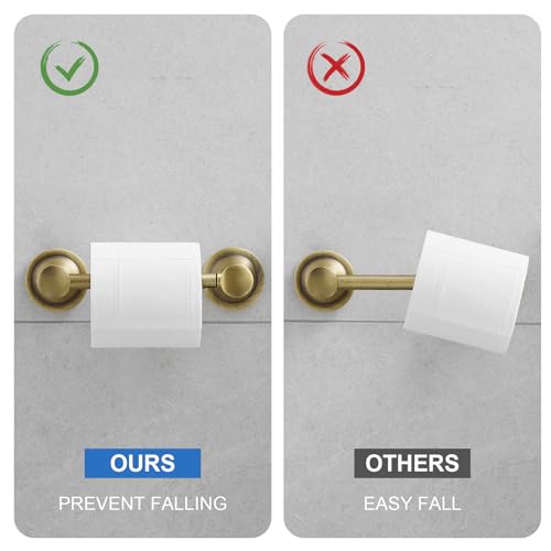RUMOSE Toilet Paper Holder and Hand Towel Ring Antique Brass Wall Mount Bathroom Hardware Accessories 2 PCS Set Flexible Pivoting Toilet Tissue Roll Holder and Towel Hanger, Stainless Steel - color: Antique Brass